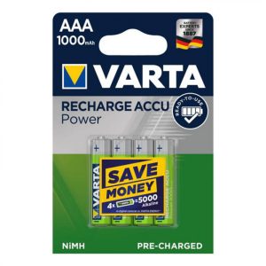 VARTA 5703 akkumulátor AAA, NiMH akkumulátor, mini ceruza, 1000 mAh kapacitás, RTU – feltöltött és használatra kész, 4 db/csomag